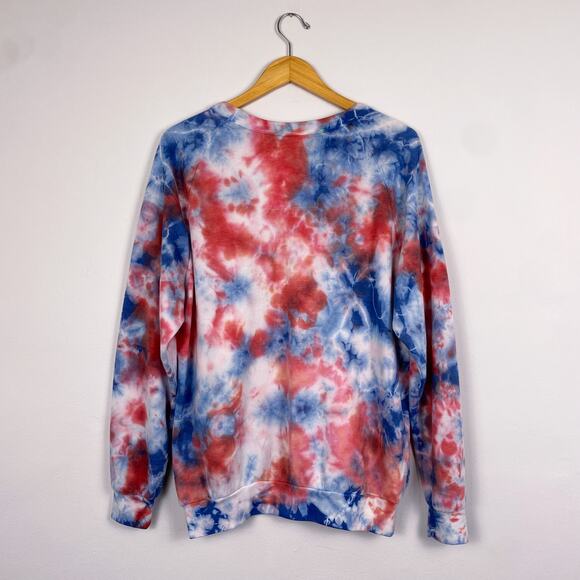 Aviator Nation Unisex Hand Dyed Fleece Sweatshirt Blue Pink Large - Picture 6 of 6